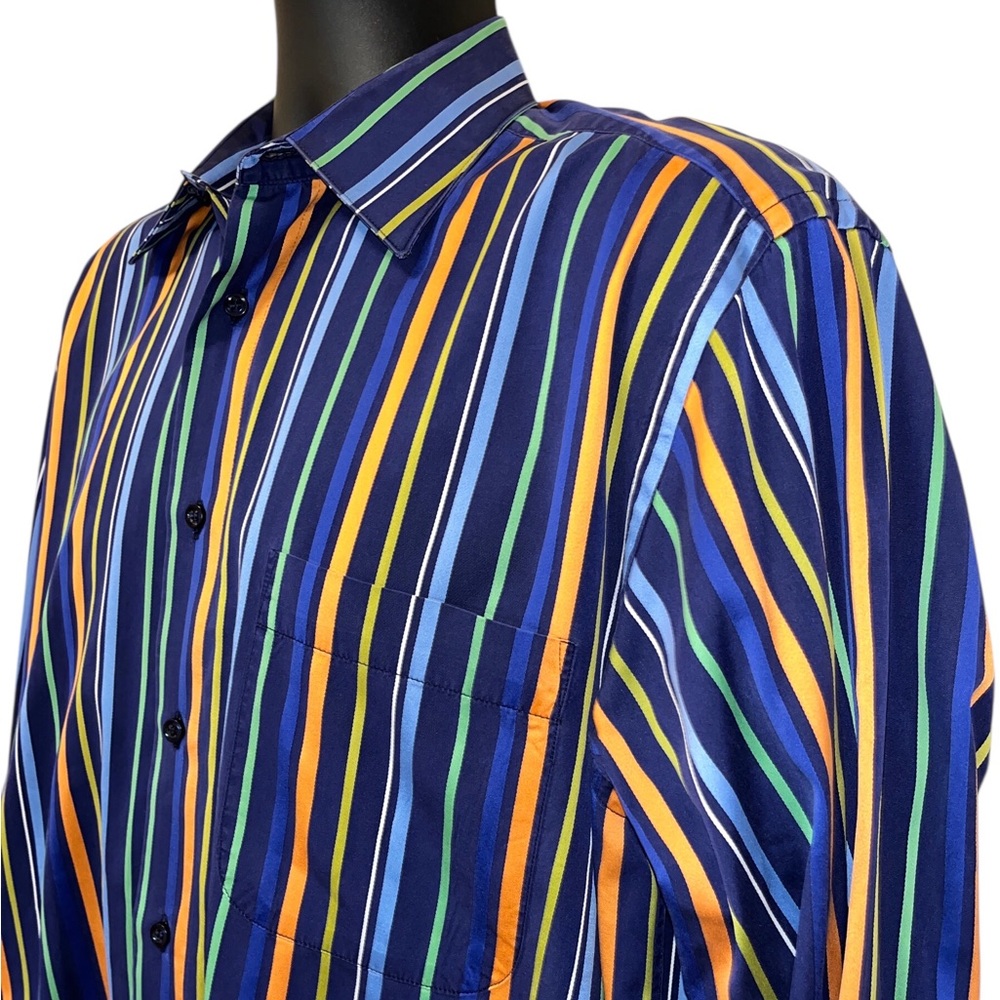 Vtg St. Croix Striped Mens Button Down Cotton Shirt ITALY Sz M Long Sleeves
